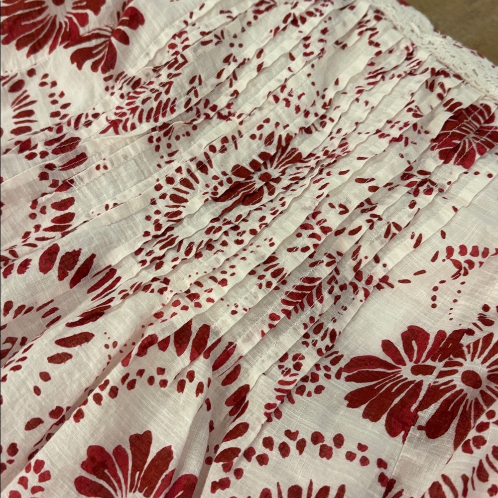 Anthropologie Maeve Flutter-Sleeve Babydoll Mini Dress Raspberry Floral Medium - Picture 4 of 8